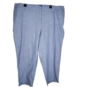 Talbots Womens The Perfect Crop Pant Size 22W 100% Cotton Chambray Blue Pockets